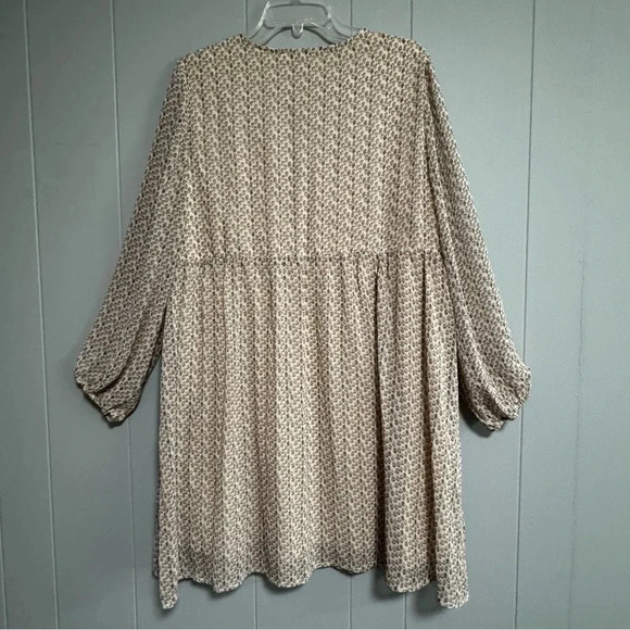 JODIFL Boho Mini Floral Print Dress Embroidered Top Long Sleeves Size Large - Picture 3 of 9